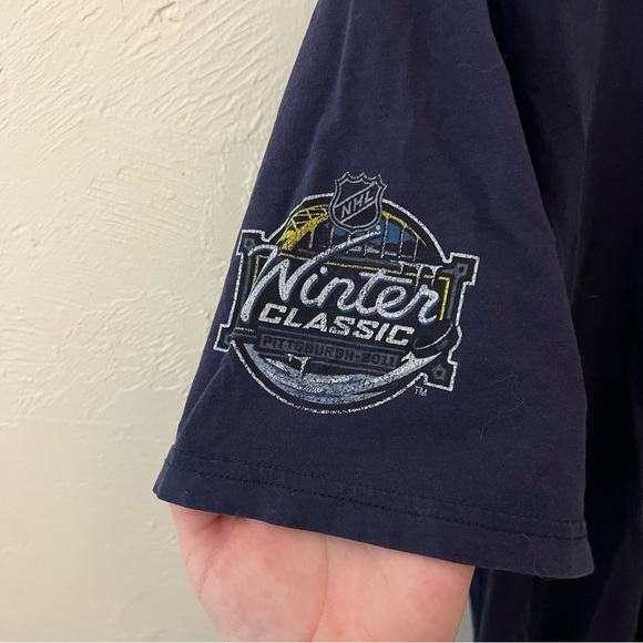 NHL Reebok Pittsburgh Penguins Hockey Crosby Navy T-Shirt Sz L - Picture 3 of 4